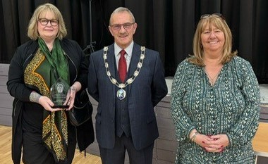 Town Mayor Stephen Henry, Cllr Marianne Burke Thompson and Cllr Tracey Murray