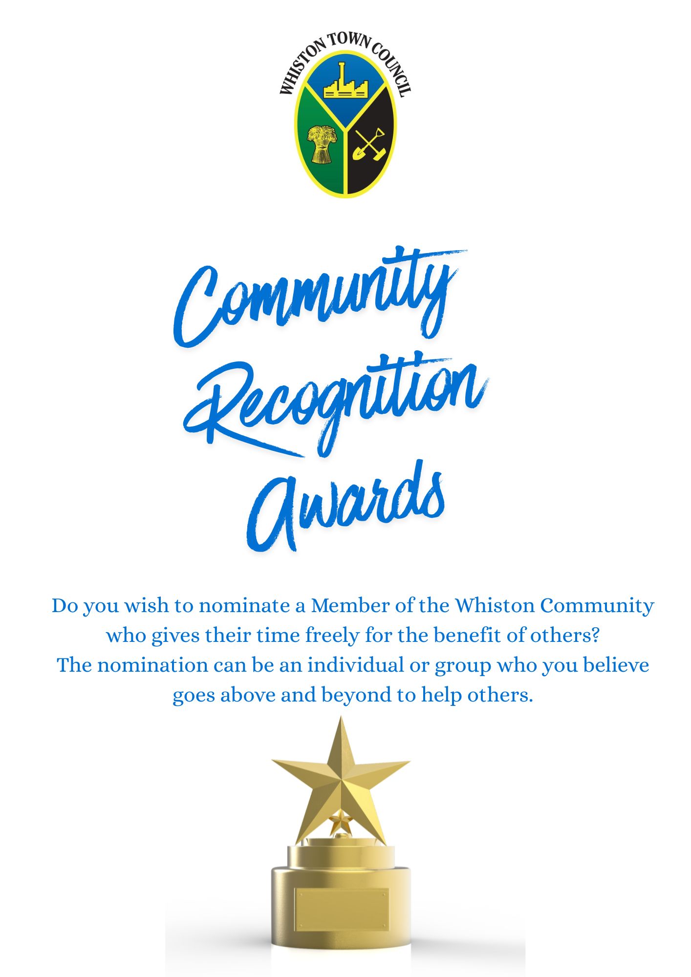 Poster for Commnuity Recognition Awards nominations for 2027